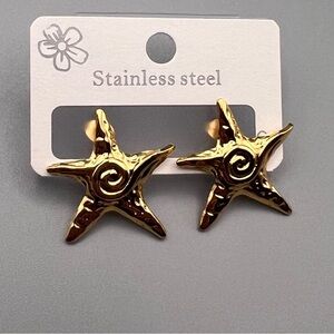 5/$25 Stainless steel Gold tone Starfish Earrings